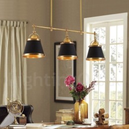 3 Light Retro rusztikus luxus sárgaréz függőlámpa sárgaréz ernyővel