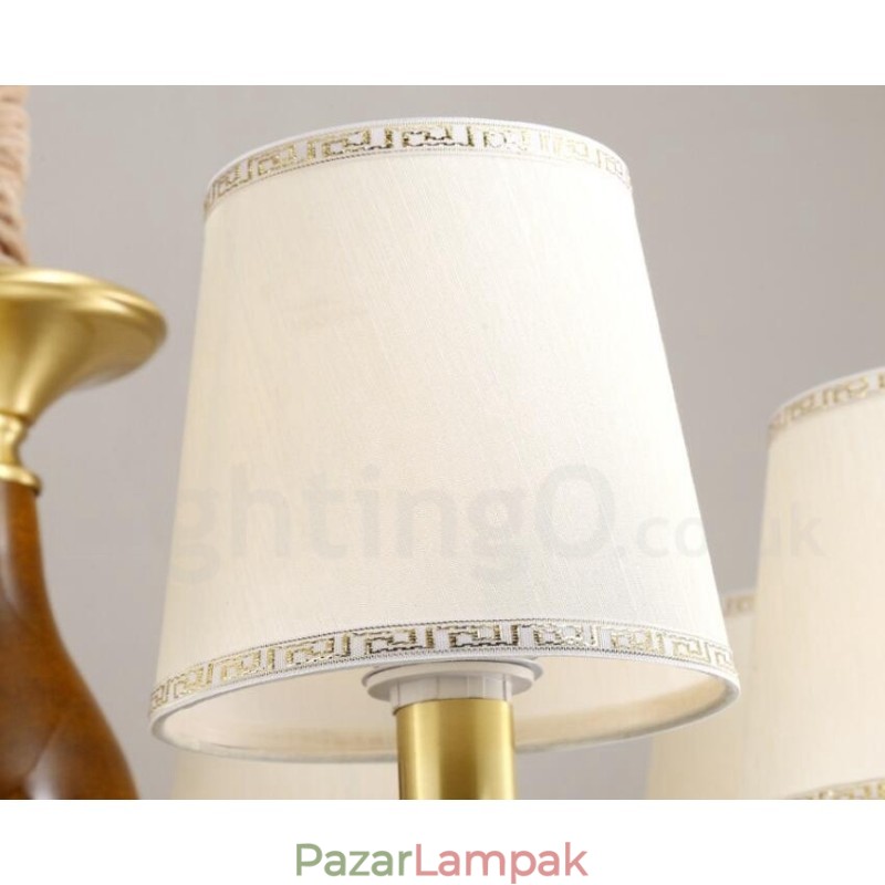 8 Világos, retro rusztikus luxus sárgaréz függőlámpa csillár üvegernyővel