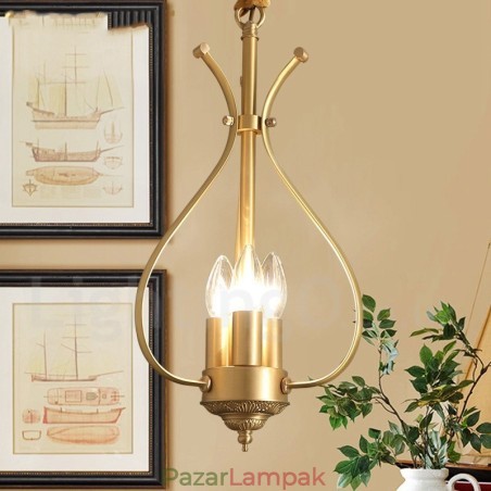 4 Világos retro rusztikus luxus sárgaréz függőlámpa csillár 4 Világos retro rusztikus luxus sárgaréz függőlámpa csillár