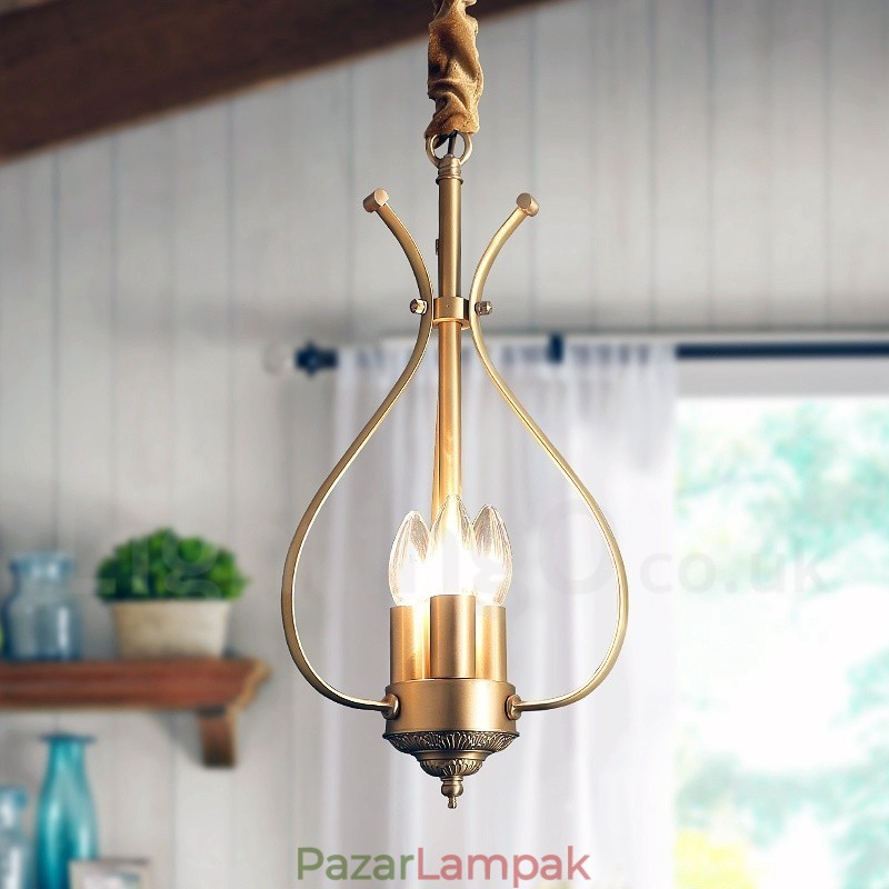 4 Világos retro rusztikus luxus sárgaréz függőlámpa csillár