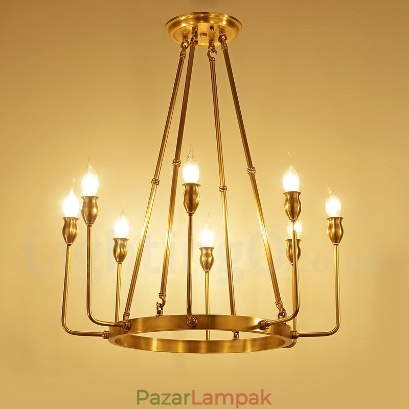 6 Light 8 Light Retro rusztikus luxus sárgaréz függőlámpa csillár