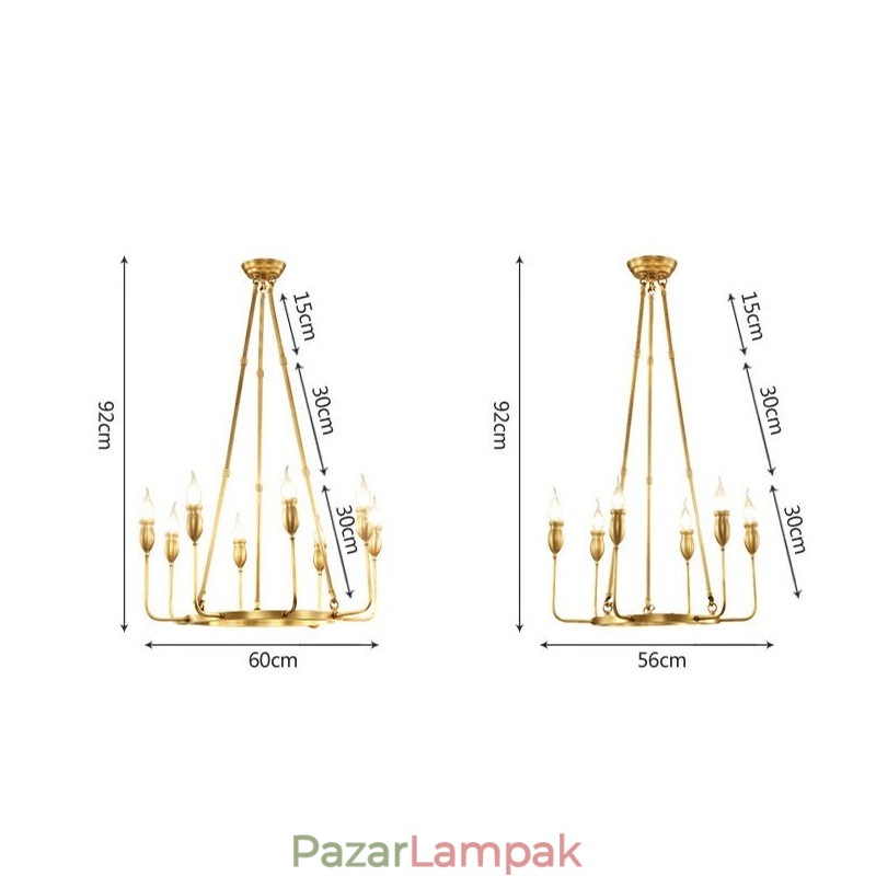 6 Light 8 Light Retro rusztikus luxus sárgaréz függőlámpa csillár