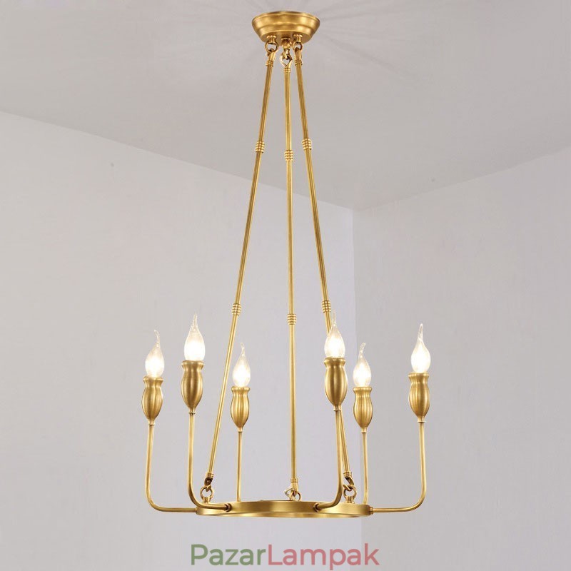 6 Light 8 Light Retro rusztikus luxus sárgaréz függőlámpa csillár