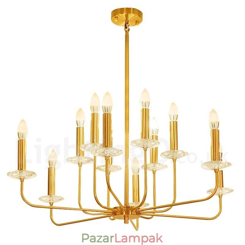 12 Light Retro rusztikus luxus sárgaréz függőlámpa csillár
