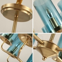8 Világos, retro rusztikus luxus sárgaréz függőlámpa csillár üvegernyővel