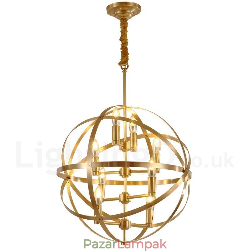 8 Világos retro rusztikus luxus sárgaréz függőlámpa csillár