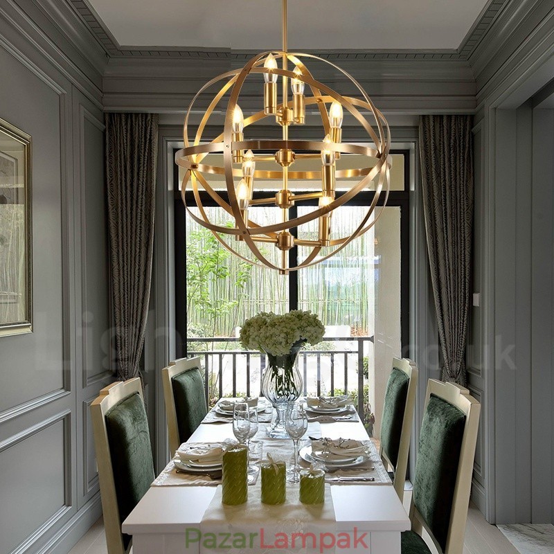 8 Világos retro rusztikus luxus sárgaréz függőlámpa csillár