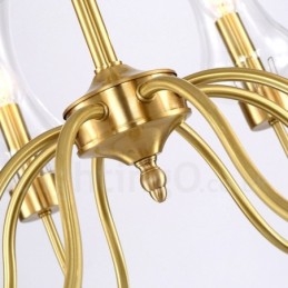 6 Világos, retro rusztikus luxus sárgaréz függőlámpa csillár üvegernyővel