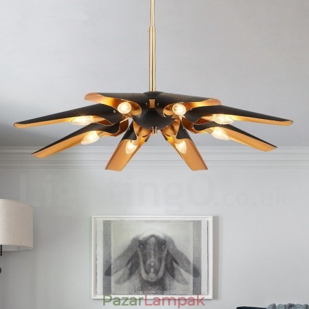 8 könnyű retro rusztikus luxus alumínium ötvözet függőlámpa csillár alumínium ötvözet ernyővel