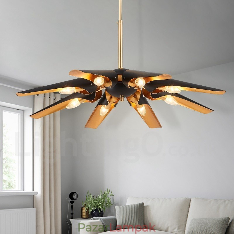 8 könnyű retro rusztikus luxus alumínium ötvözet függőlámpa csillár alumínium ötvözet ernyővel