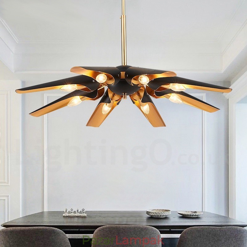 8 könnyű retro rusztikus luxus alumínium ötvözet függőlámpa csillár alumínium ötvözet ernyővel