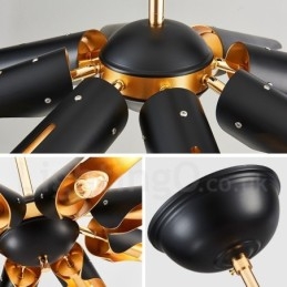 8 könnyű retro rusztikus luxus alumínium ötvözet függőlámpa csillár alumínium ötvözet ernyővel