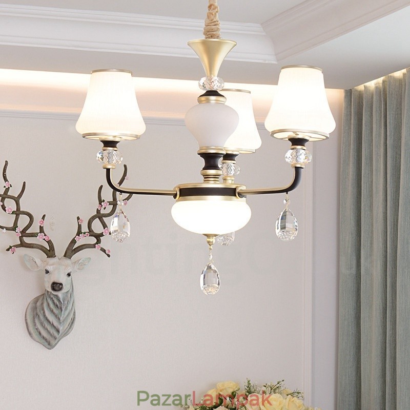 Modern, modern retro luxus kristály függőlámpa csillár üveg ernyővel