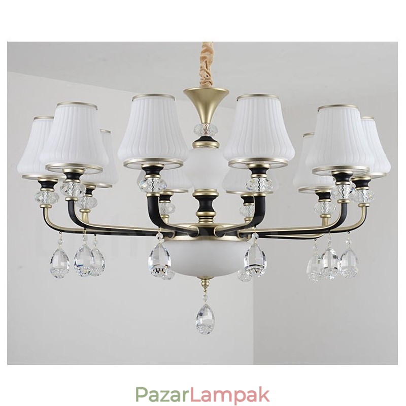 Modern, modern retro luxus kristály függőlámpa csillár üveg ernyővel