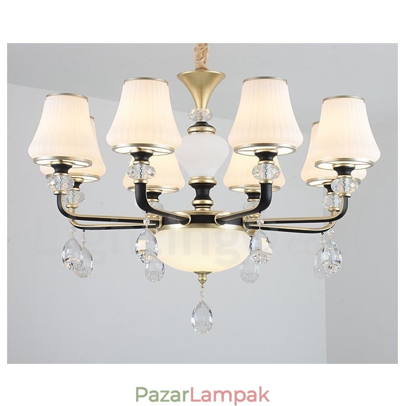 Modern, modern retro luxus kristály függőlámpa csillár üveg ernyővel