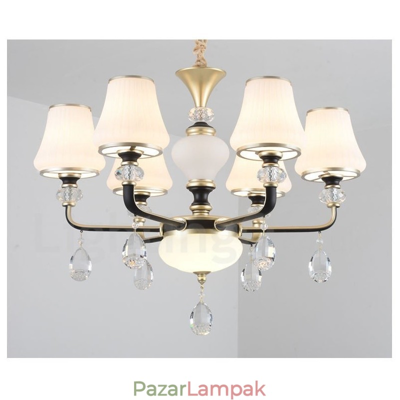 Modern, modern retro luxus kristály függőlámpa csillár üveg ernyővel