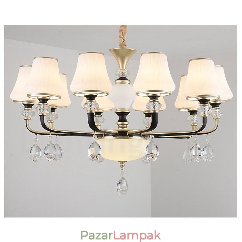 Modern, modern retro luxus kristály függőlámpa csillár üveg ernyővel