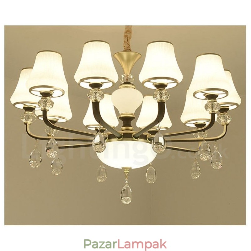 Modern, modern retro luxus kristály függőlámpa csillár üveg ernyővel