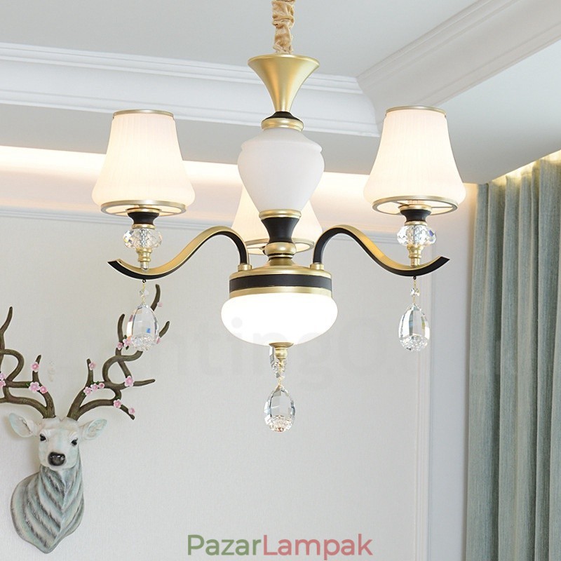 Modern kortárs retro luxus kristály függőlámpa csillár üveg ernyővel