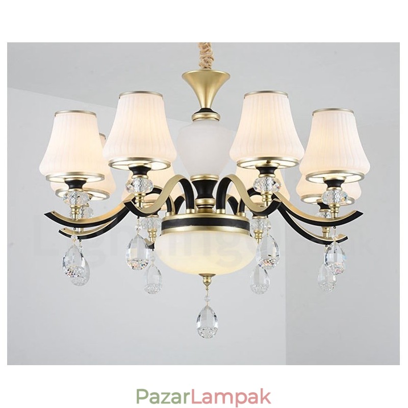 Modern kortárs retro luxus kristály függőlámpa csillár üveg ernyővel
