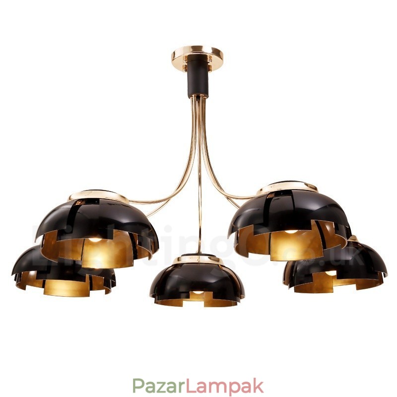 Modern, modern 5 könnyű acél csillár akril árnyalattal