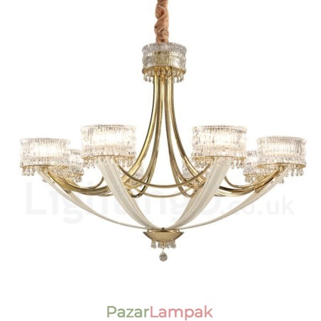 Modern modern 8 könnyű acél csillár kristály ernyővel Modern modern 8 könnyű acél csillár kristály ernyővel