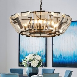 Modern, modern 8 könnyű acél függőlámpa CrystalGlass ernyővel