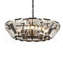 Modern, modern 8 könnyű acél függőlámpa CrystalGlass ernyővel
