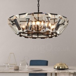 Modern, modern 8 könnyű acél függőlámpa CrystalGlass ernyővel