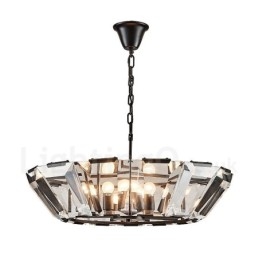 Modern, modern 8 könnyű acél függőlámpa CrystalGlass ernyővel