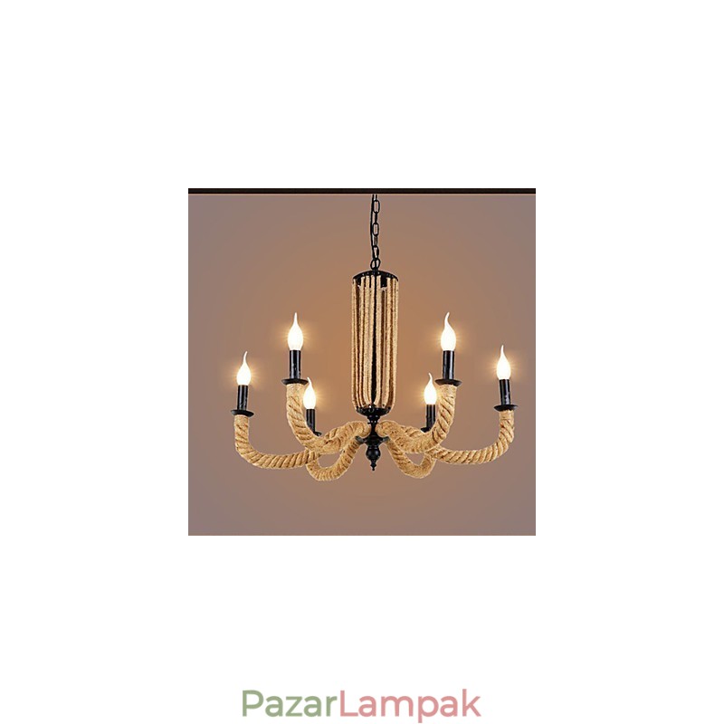 Retro kötélcsillár vas lámpa