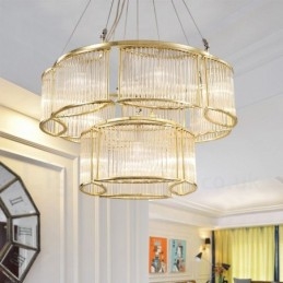 Modern, modern 11 könnyű acél függőlámpa CrystalGlass ernyővel
