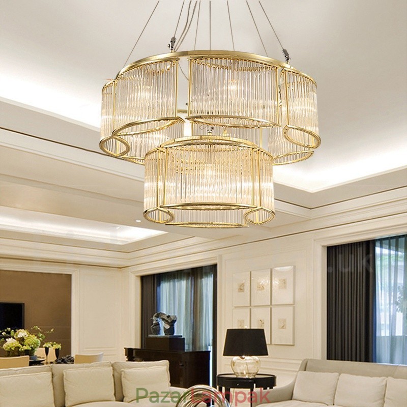 Modern, modern 11 könnyű acél függőlámpa CrystalGlass ernyővel