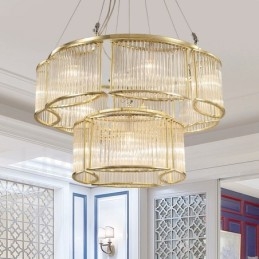 Modern, modern 11 könnyű acél függőlámpa CrystalGlass ernyővel