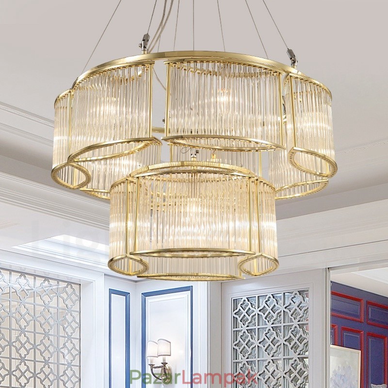 Modern, modern 11 könnyű acél függőlámpa CrystalGlass ernyővel