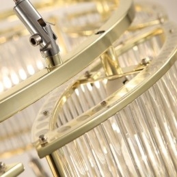 Modern, modern 11 könnyű acél függőlámpa CrystalGlass ernyővel