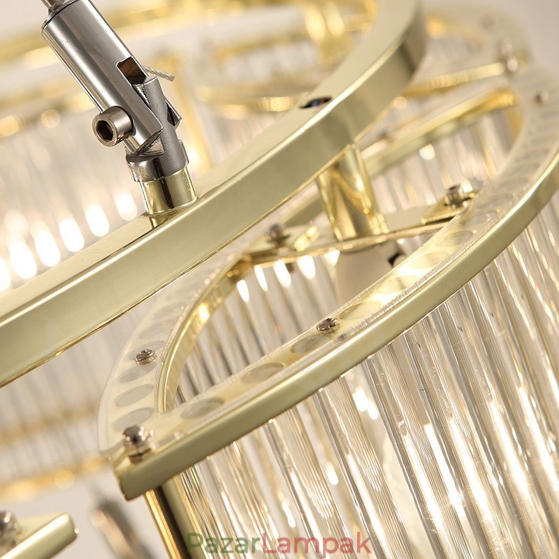 Modern, modern 11 könnyű acél függőlámpa CrystalGlass ernyővel