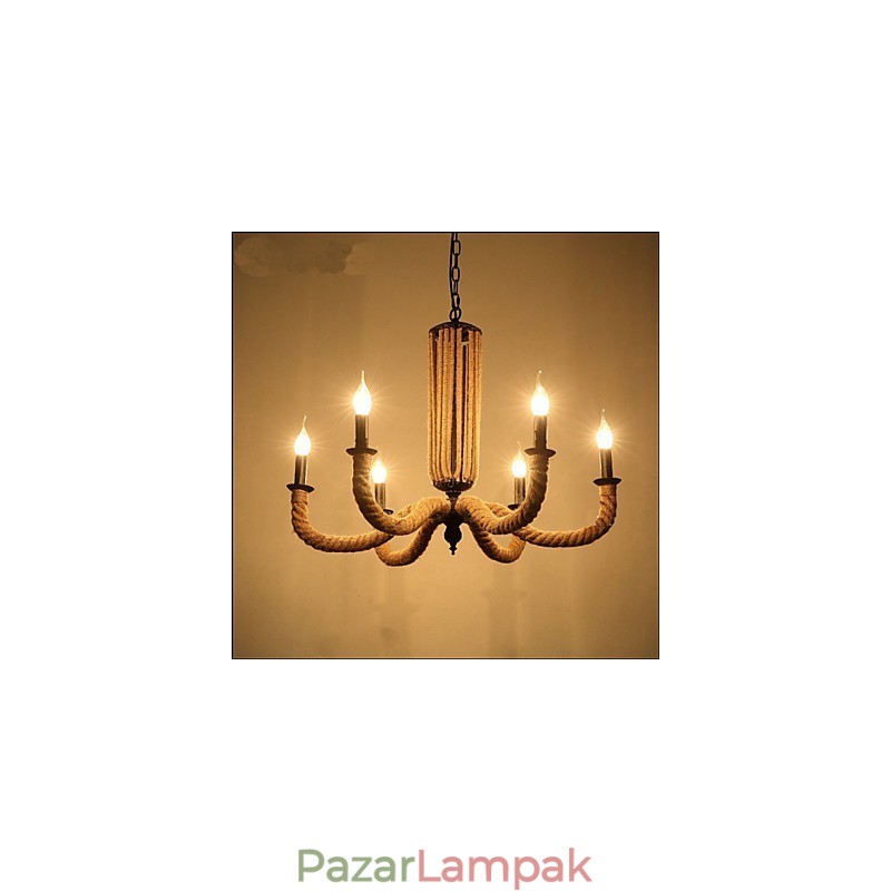 Retro kötélcsillár vas lámpa