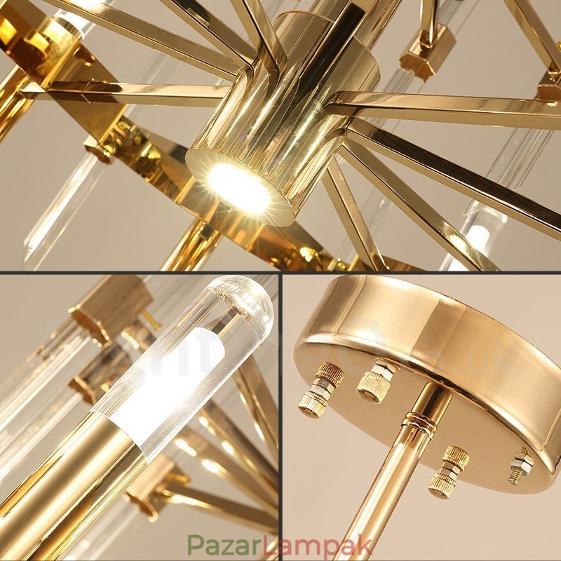 Modern modern 18 könnyű alumínium ötvözet csillár kristály ernyővel