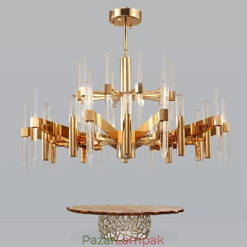 Modern modern 18 könnyű alumínium ötvözet csillár kristály ernyővel