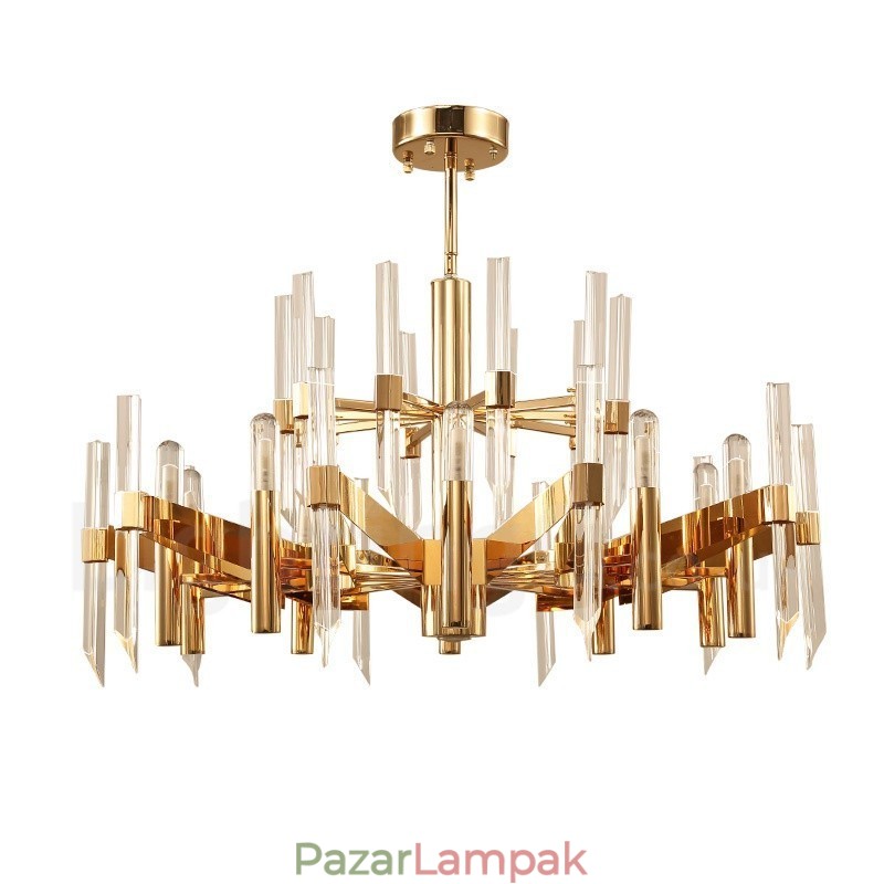 Modern modern 18 könnyű alumínium ötvözet csillár kristály ernyővel