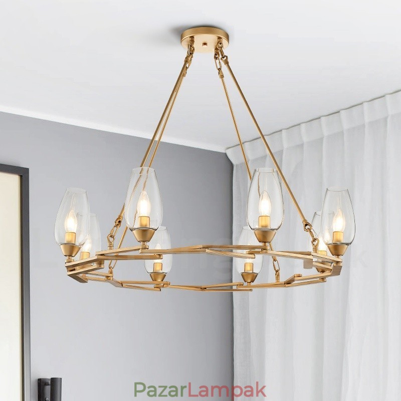 Modern, modern 8 könnyű acél függőlámpa üvegernyővel