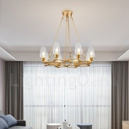 Modern, modern 8 könnyű acél függőlámpa üvegernyővel