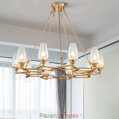 Modern, kortárs 10 könnyű acél függőlámpa üvegernyővel Modern, kortárs 10 könnyű acél függőlámpa üvegernyővel