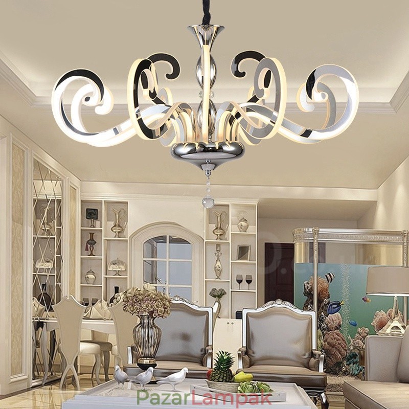 Modern, modern 12 könnyű acél csillár akril árnyalattal