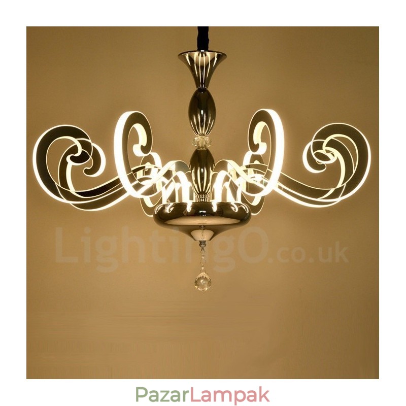 Modern, modern 12 könnyű acél csillár akril árnyalattal