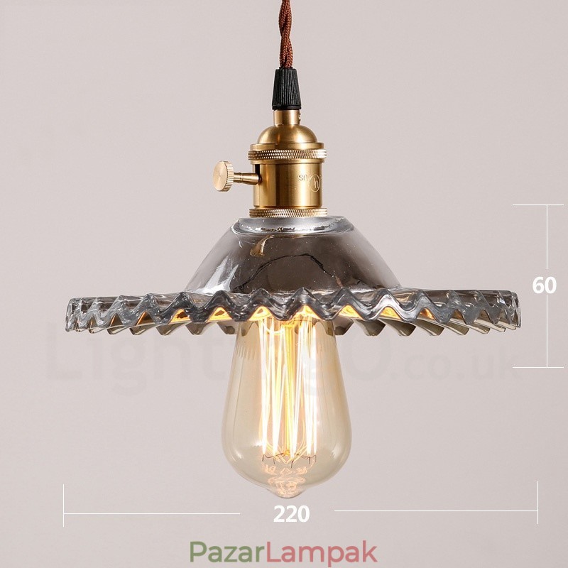 Rusztikus Lodge Retro 1 könnyű acél függőlámpa üvegernyővel