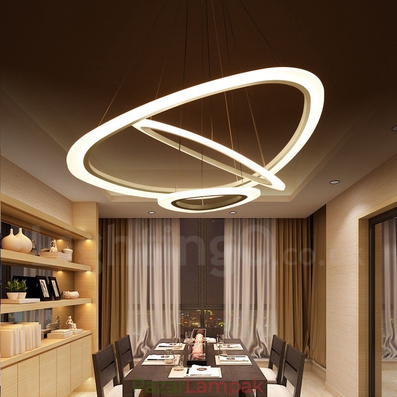 Távirányítóval szabályozható Modern, modern, 3 könnyű alumíniumötvözet függőlámpa akril ernyővel