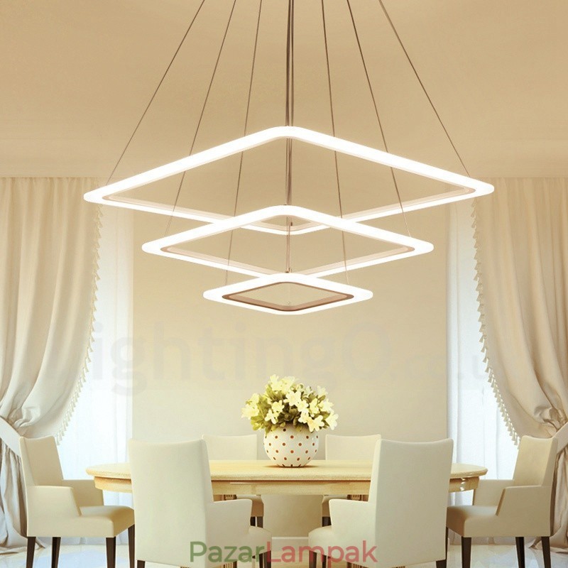 Modern, modern, 3 könnyű alumíniumötvözet függőlámpa akril árnyalattal