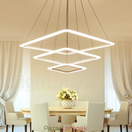 Modern, modern, 3 könnyű alumíniumötvözet függőlámpa akril árnyalattal